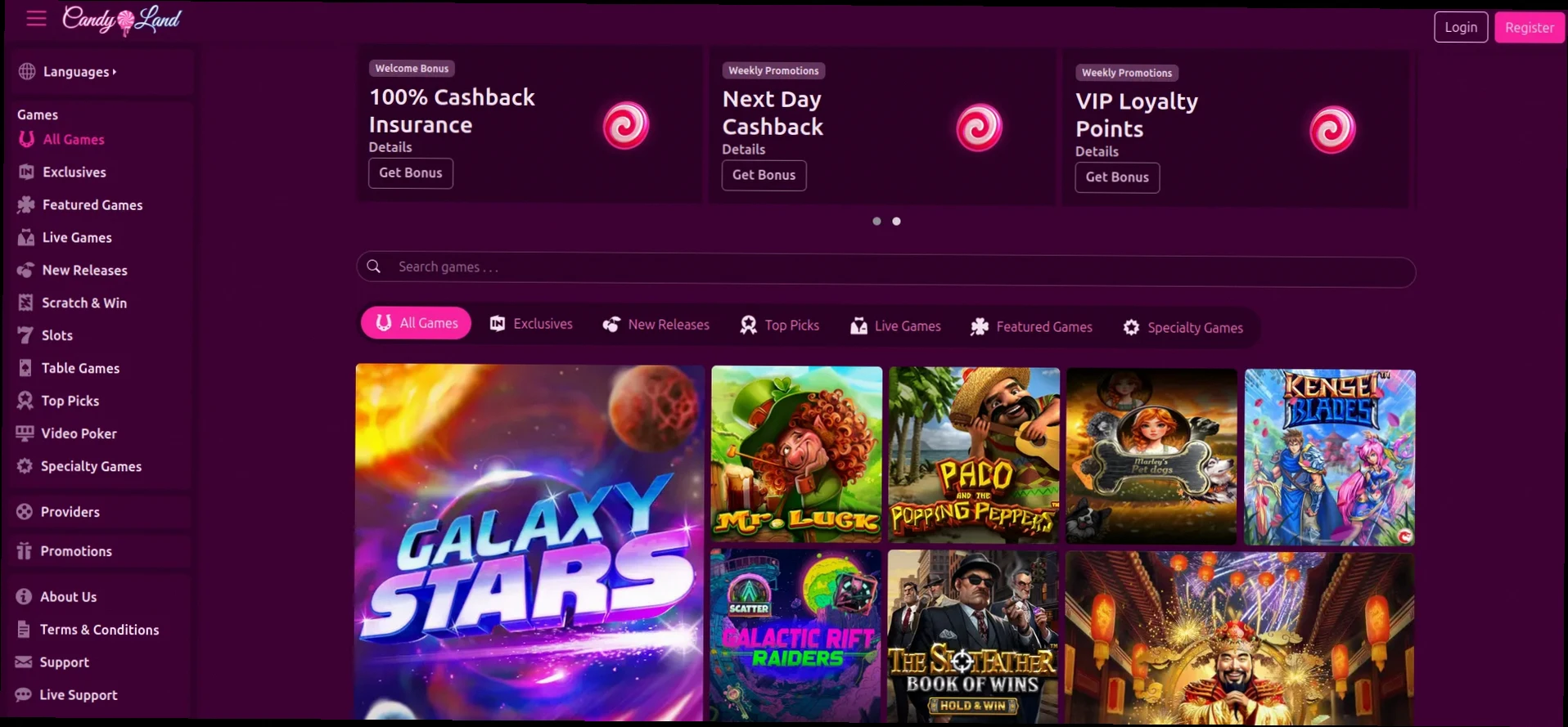 Candyland Casino 100% fino a €1.500 + 250 Giri Gratuiti